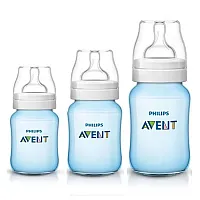 KIT 3 MAMADEIRAS CLASSIC ANTI-COLIC AZUL 125ML + 260ML + 330ML - AVENT