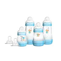 KIT 4 MAMADEIRAS FIRST BOTTLE AZUL URSO E 2 BICOS ADICIONAIS - MAM