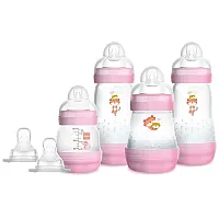 KIT 4 MAMADEIRAS FIRST BOTTLE ROSA GATINHA E 2 BICOS ADICIONAIS - MAM