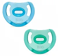 KIT CHUPETAS SOFT COMFORT 6M+ AZUL E VERDE 100% SILICONE - LILLO