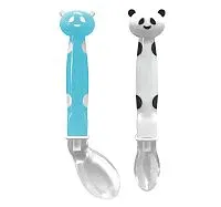 KIT COLHER EM SILICONE PANDINHA AZUL - BUBA