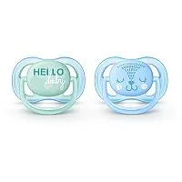 KIT COM 2 CHUPETAS ORTODNTICAS ULTRA AIR 0-6M AZUL COM VERDE - AVENT