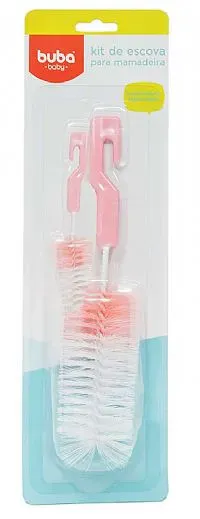 KIT DE ESCOVAS PARA MAMADEIRA ROSA - BUBA