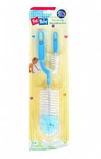 KIT DE ESCOVAS PARA MAMADEIRAS E BICOS FOR BABY AZUL  PAIS E FILHOS