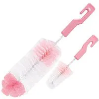 KIT ESCOVA PARA MAMADEIRA COM ESPONJA AZUL OU ROSA - BUBA