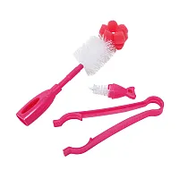 KIT ESCOVA PARA MAMADEIRA COM ESPONJA E PINA ROSA - BUBA