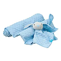 KIT NANINHA E MANTA INFANTIL COELHO AZUL - CLINGO