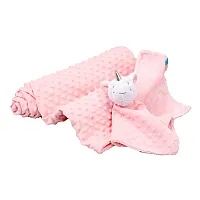 KIT NANINHA E MANTA INFANTIL UNICORNIO ROSA - CLINGO