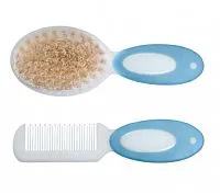 KIT PENTE E ESCOVA CERDAS NATURAIS AZUL - GIROTONDO