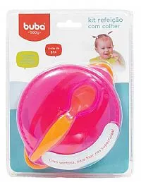 KIT REFEIO COM COLHER ROSA - BUBA TOYS
