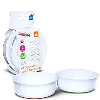 KIT TIGELAS COM BASE ANTIDESLIZANTE BRANCA - COMTAC KIDS