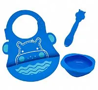 KIT TRS PEAS 100% SILICONE HIPOPTAMO AZUL - MARCUS & MARCUS