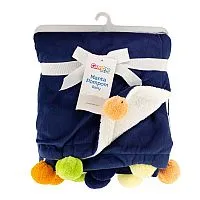 MANTA POMPOM BABY AZUL E BRANCO 57114229 - COMTAC KIDS