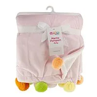MANTA POMPOM BABY ROSA E BRANCO 57114231 - COMTAC KIDS