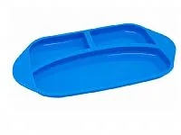 PRATO COM 3 DIVISRIA EM SILICONE HIPOPTAMO AZUL - MARCUS & MARCUS
