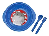 PRATO COM ABA E TALHER FAMLIA HIPOPTAMO 500ML - GIROBABY
