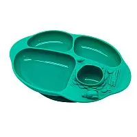 PRATO COM DIVISRIAS E SUCO 100% SILICONE ELEFANTE VERDE - MARCUS & MARCUS
