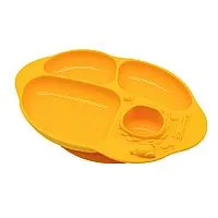 PRATO COM DIVISRIAS E SUCO 100% SILICONE GIRAFA AMARELA - MARCUS & MARCUS