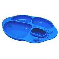 PRATO COM DIVISRIAS E SUCO 100% SILICONE HIPOPTAMO AZUL - MARCUS & MARCUS