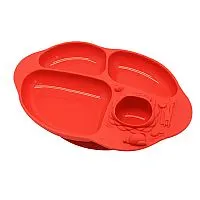 PRATO COM DIVISRIAS E SUCO 100% SILICONE LEO VERMELHO - MARCUS & MARCUS