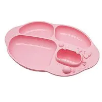 PRATO COM DIVISRIAS E SUCO 100% SILICONE PORQUINHA ROSA - MARCUS & MARCUS