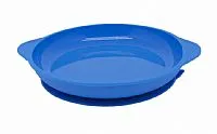 PRATO COM SUCO 100% SILICONE HIPOPTAMO AZUL - MARCUS & MARCUS