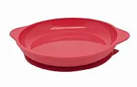 PRATO COM SUCO 100% SILICONE LEO VERMELHO - MARCUS & MARCUS