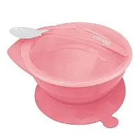 PRATO COM VENTOSA COLHER E TAMPA +6M ROSA - CLINGO
