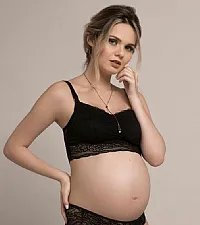TOP AMAMENTAR FANTASY RENDA PRETO 5937 - LUCITEX