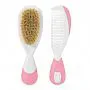 CONJUNTO PENTE E ESCOVA DE CERDAS NATURAIS ROSA - CHICCO