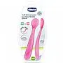 CONJUNTO DE DUAS COLHERES DE SILICONE MACIA ROSA - CHICCO