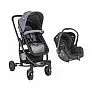 CARRINHO BERO PRIMA MELANGE AZUL + BEB CONFORTO CASULO PRETO - LENOX KIDDO