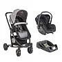 CARRINHO BERO PRIMA MELANGE GRAFITE + BEB CONFORTO CASULO PRETO + BASE - LENOX KIDDO