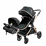 CARRINHO DE BEB KANSAS GOLD/PRETO + BEB CONFORTO PRETO - PREMIUM BABY