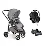 CARRINHO DE BEB OLYMPUS CINZA + BEB CONFORTO COCOON PRETO + BASE - GALZERANO