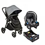 CARRINHO TRAVEL SYSTEM SOUL GRAY BLACK + CADEIRA TOURING X + BASE - BURIGOTTO