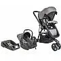 CONJUNTO CARRINHO COMPASS III MELANGE GRAFITE + BEB CONFORTO + BASE - LENOX KIDDO