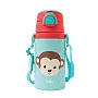 GARRAFA ALUMNIO COM CANUDO ANIMAL FUN MACACO 450ML - BUBA