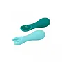 JOGO DE COLHER E GARFO DE SILICONE VERDE - MARCUS & MARCUS