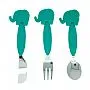 JOGO DE TALHERES AO INOX/SILICONE ELEFANTE - MARCUS & MARCUS