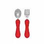 JOGO GARFO E COLHER ANATMICO EM AO INOX LEO VERMELHO - MARCUS & MARCUS