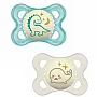KIT CHUPETAS ORIGINAL NIGHT 0-6M BOYS AZUL E BRANCA - MAM
