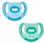 KIT CHUPETAS SOFT COMFORT 6M+ AZUL E VERDE 100% SILICONE - LILLO