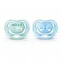 KIT COM 2 CHUPETAS ORTODNTICAS ULTRA AIR 0-6M AZUL COM VERDE - AVENT