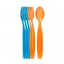 KIT COM 6 COLHERES AZUL E LARANJA - BUBA