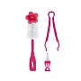 KIT ESCOVA PARA MAMADEIRA COM ESPONJA E PINA ROSA - BUBA