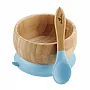 TIGELA DE BAMBU C/ VENTOSA + COLHER INFANTIL AZUL - AVANCHY
