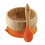 TIGELA DE BAMBU C/ VENTOSA + COLHER INFANTIL LARANJA - AVANCHY